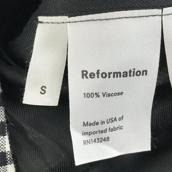 Reformation Rae Gingham Check Double Breasted Blazer Women's Small Linen Career